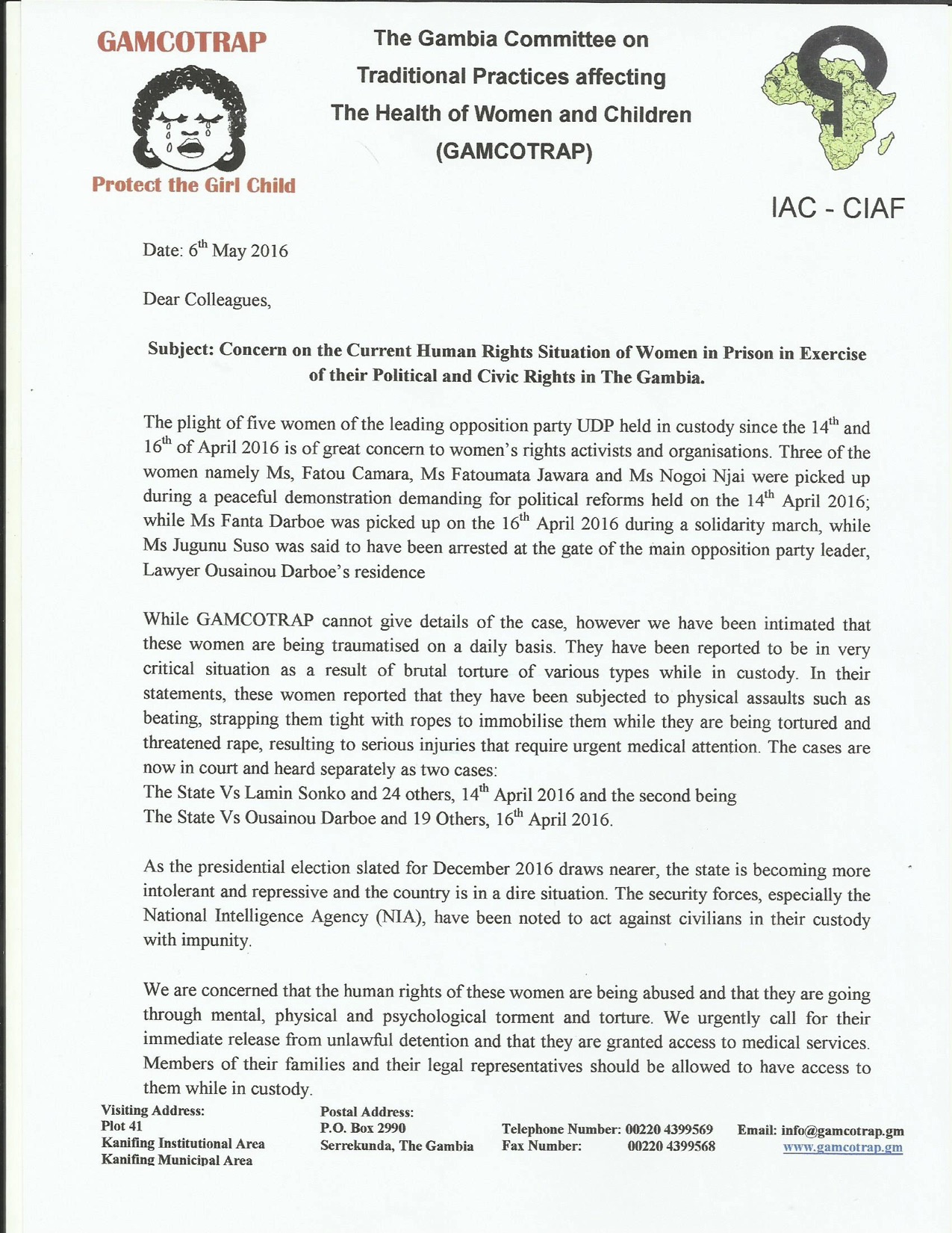 Letter for Concern on the Current Human Rights for  Colleagu